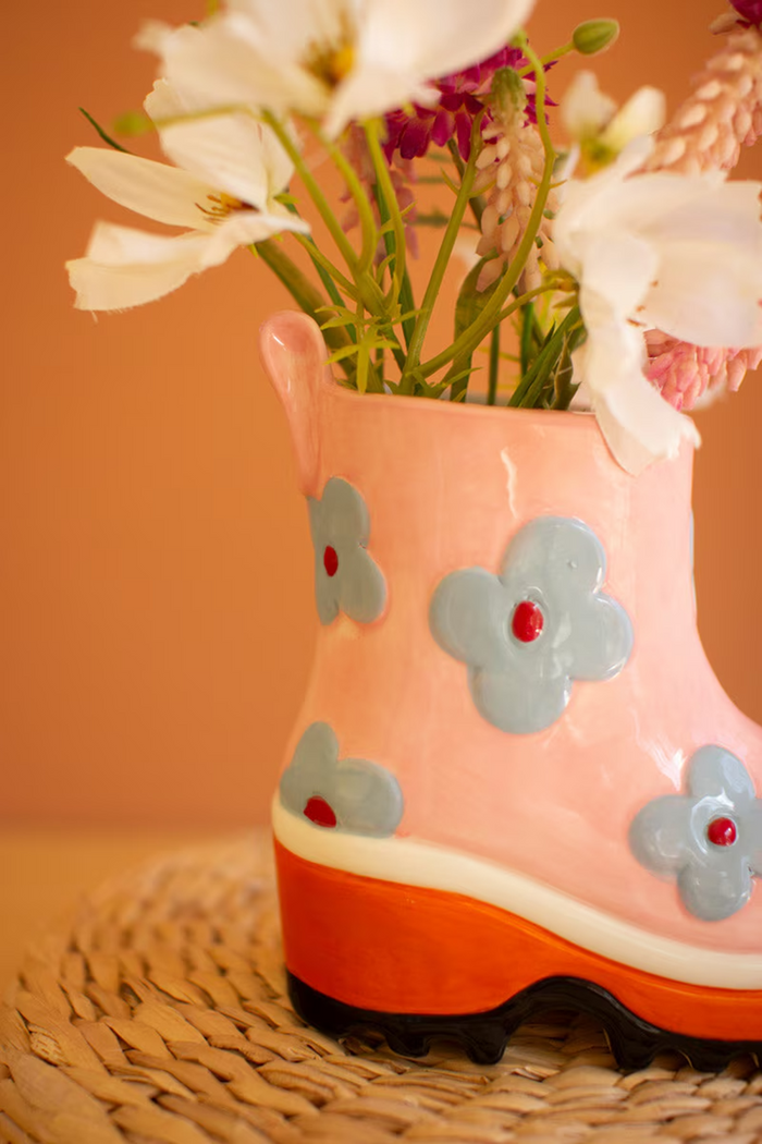Colorful Ceramic Rubber Boot Vases Set/2