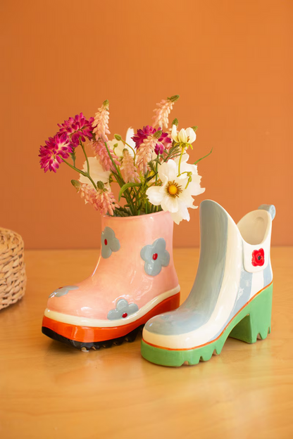 Colorful Ceramic Rubber Boot Vases Set/2
