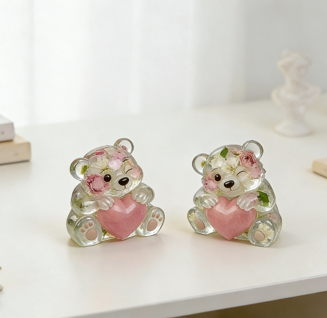Cute Heart Bear Ornament Resin Mold