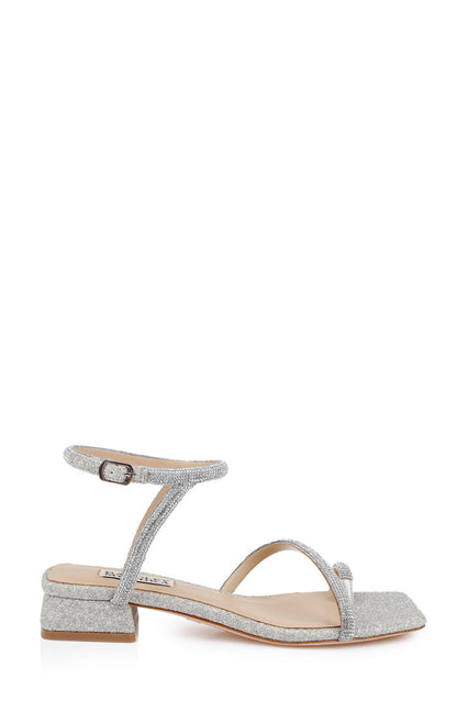 Silver | Dakotah Low Block Sandals Side