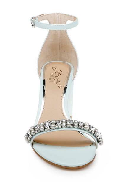 Pale Blue | Daylann Pearl and Crystal Block Heel Sandal