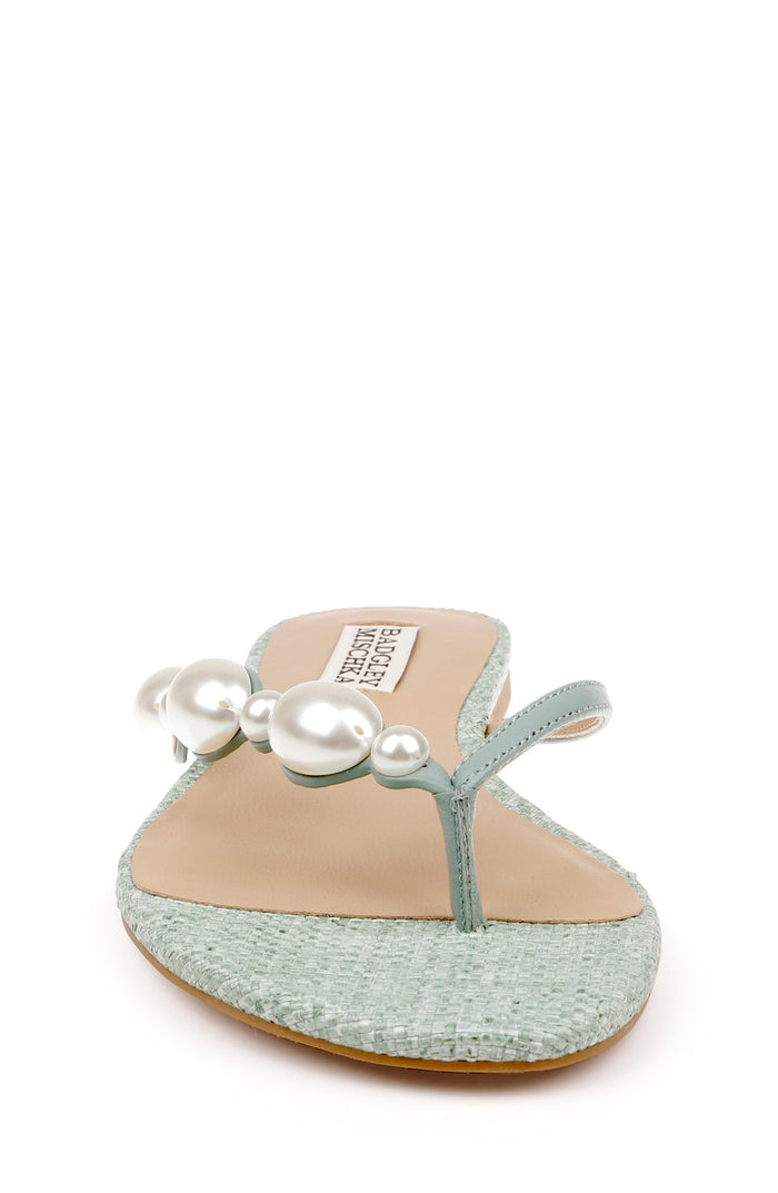 Seaglass | Dyana Pearl Embellished Thong Sandals Front