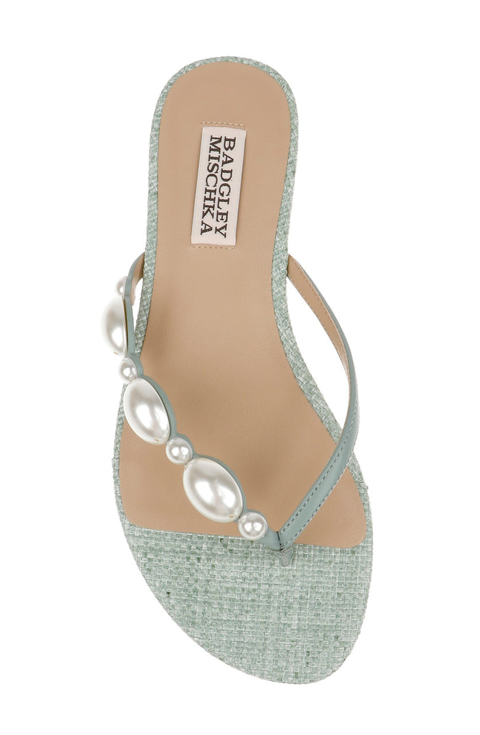 Seaglass | Dyana Pearl Embellished Thong Sandals Top