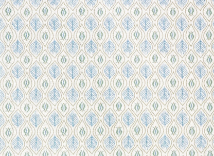Edward Floral Pillow Cover in Blue and Green, Merika Meyer Textiles