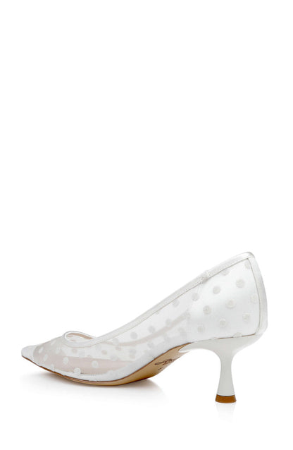 Ivory Satin | Elena Cap Toe Mesh Pumps Back Side