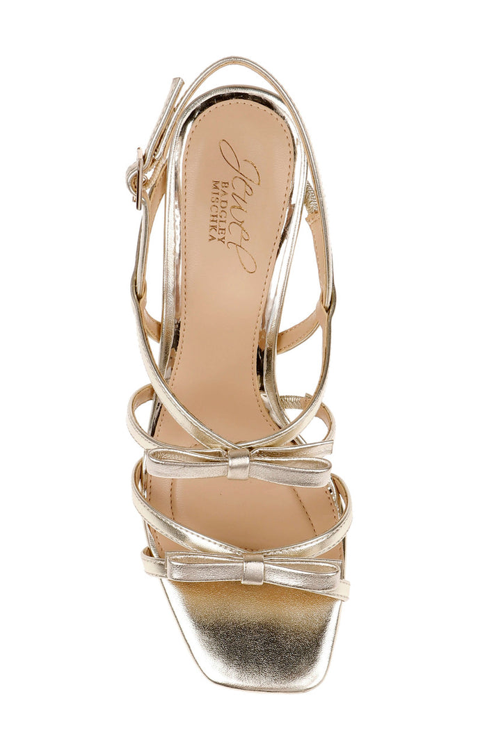 Gold Metallic | Eliza Strappy Block Heels Sandals Top