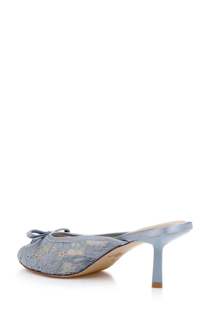 Mist Blue Satin | Elliot Closed Toe Mules Back Side