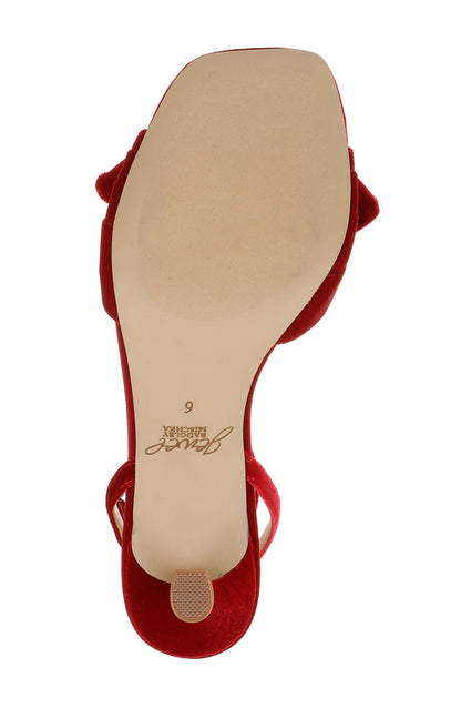 Red Velvet | Emeli Ankle Strap Bow Sandals Sole