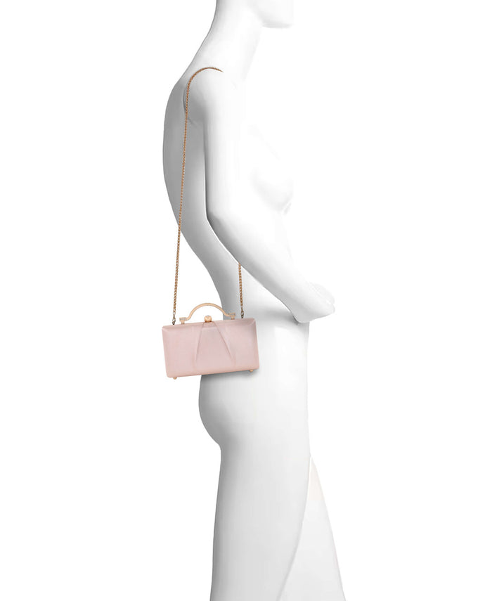 Champagne | Emma Satin Minaudiere with Outer Pocket Form