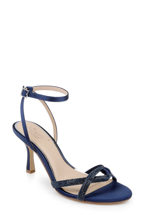 Navy | Fiji Mid Stiletto Heel Sandals Front Side