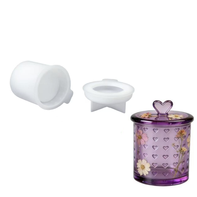 Full Heart-Shaped Storage Jar Resin Mold Set