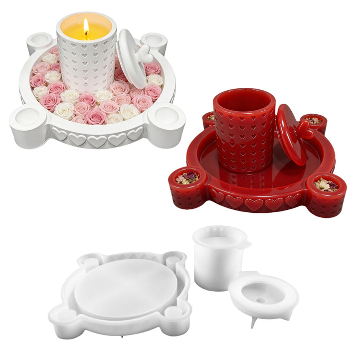 Full Heart-Shaped Storage Jar Resin Mold Set