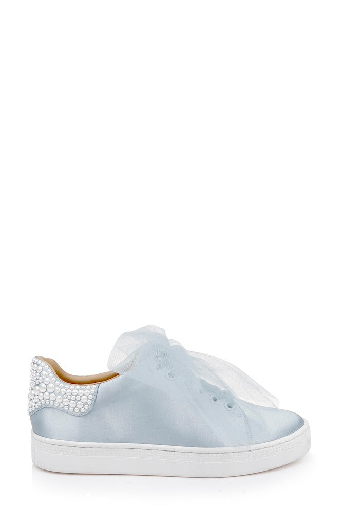 Moonstone Blue | Gem Dressy Satin Sneakers Side