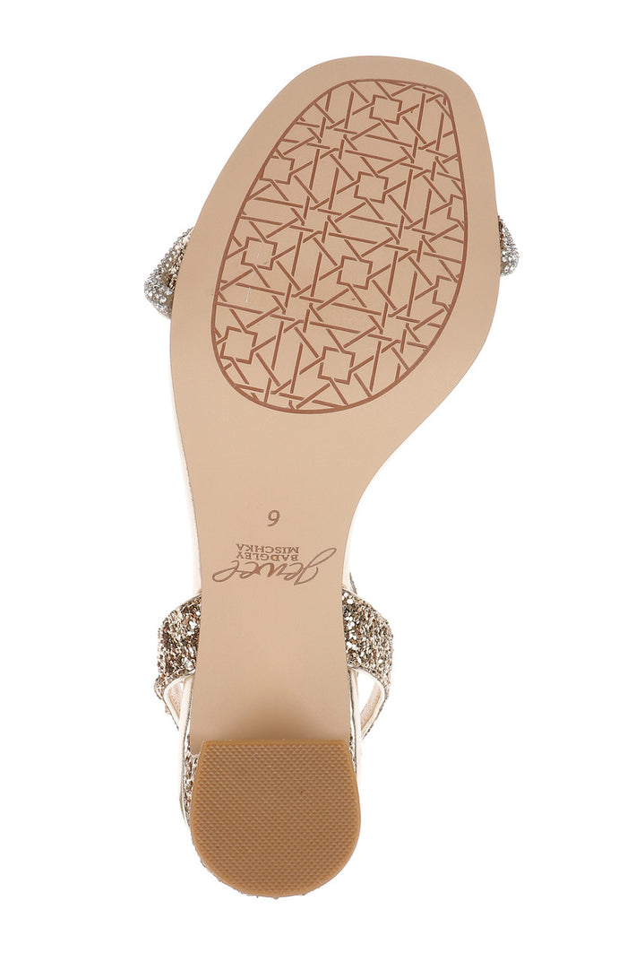 Gold | Gem Glitter Block Heel Sandal