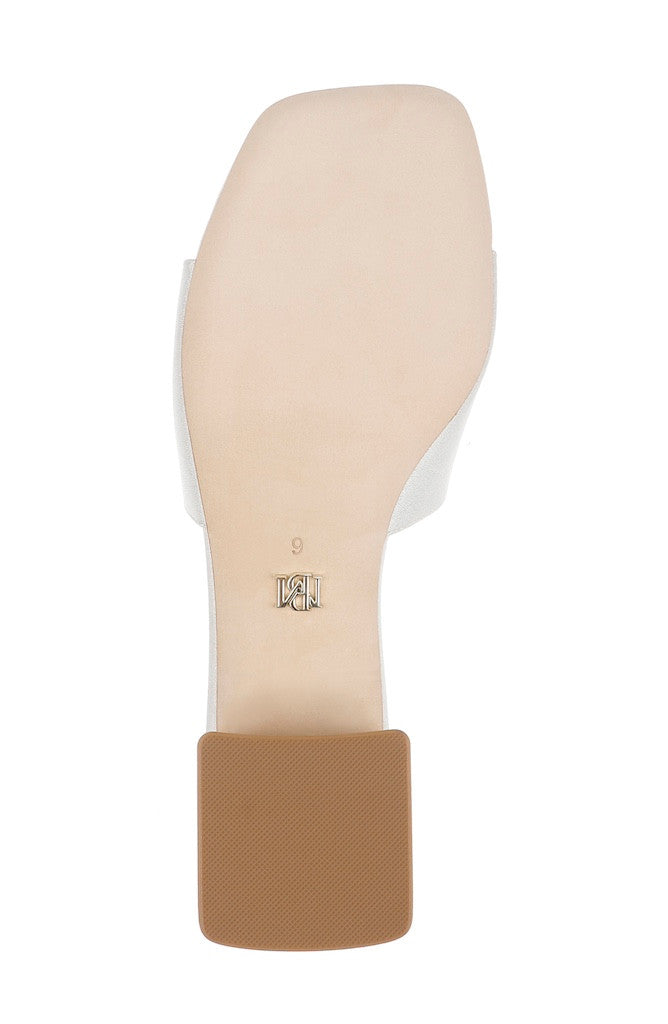 White Crepe | Giorgia Low Block Slide Sandals Sole