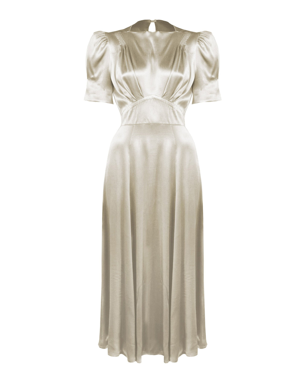1940s 'Girl Friday' Midi Dress - Oyster Satin