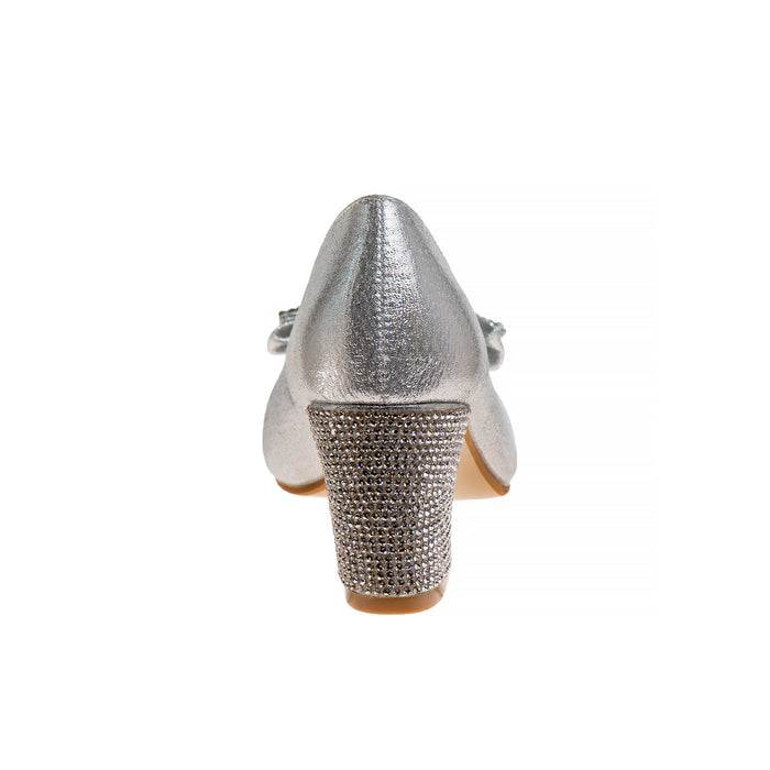 Silver | Girls' Sparkle Studded Bow Dress Shoes