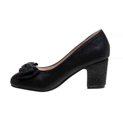 Black | Girls' Sparkle Studded Bow Dress Shoes