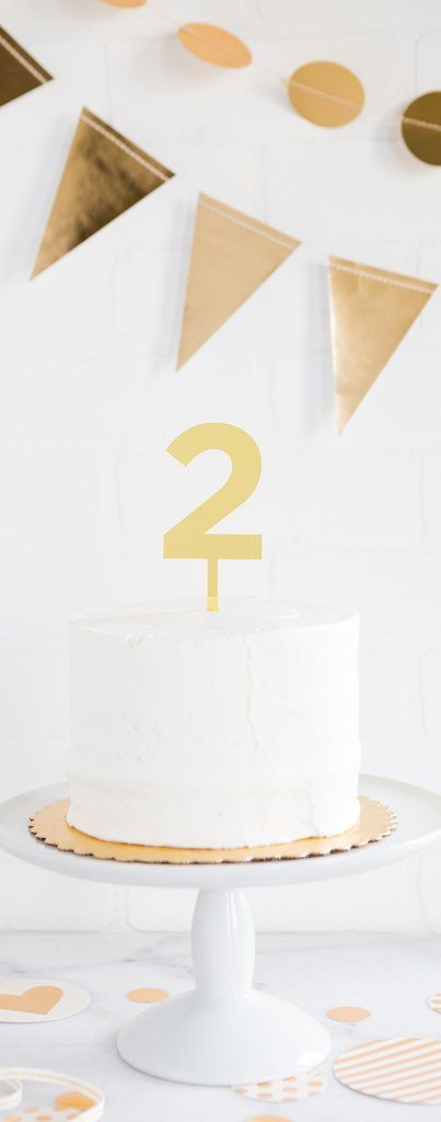 Gold Acrylic Cake Topper Numbers 0 thru 9 (1 Piece)