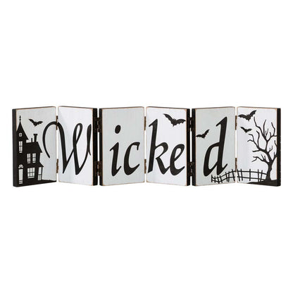 Halloween Wooden Hinged Table Signs (Spooky and Wicked)