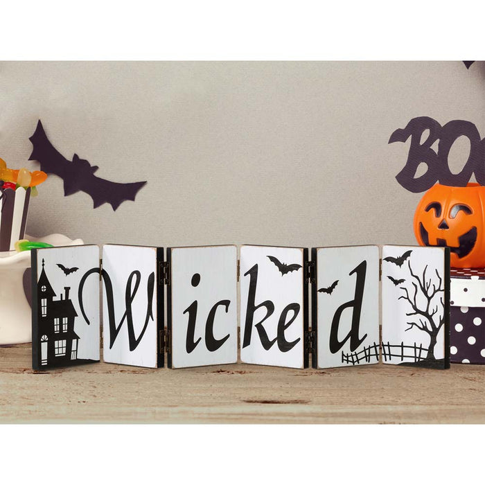 Halloween Wooden Hinged Table Signs (Spooky and Wicked)
