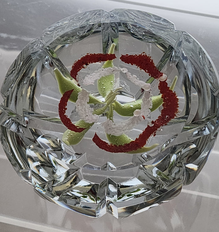 Hand crafted art glass paperweight Signed