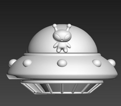 Handmade Alien Spaceship Flip-Top Storage Jar Figurine Resin Mold