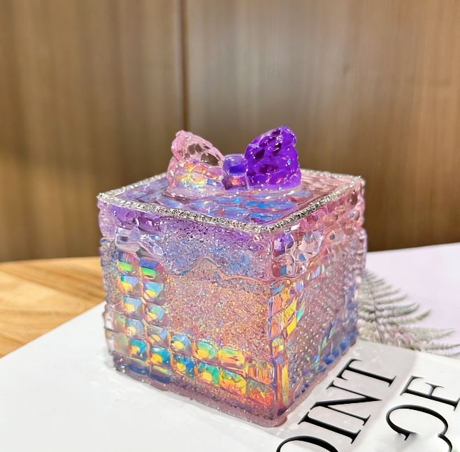 Handmade Diamond Round & Square Storage Jars Resin Mold