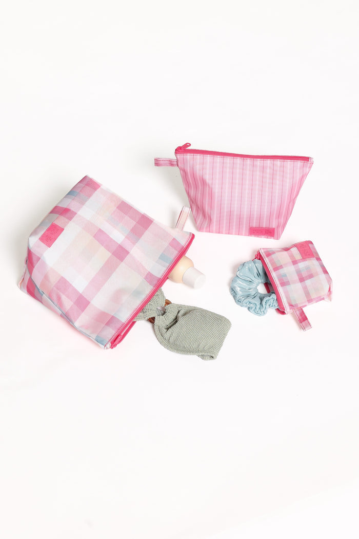 ACCESSORIES Handy Pouch Trio - Pink Picnic Plaid
