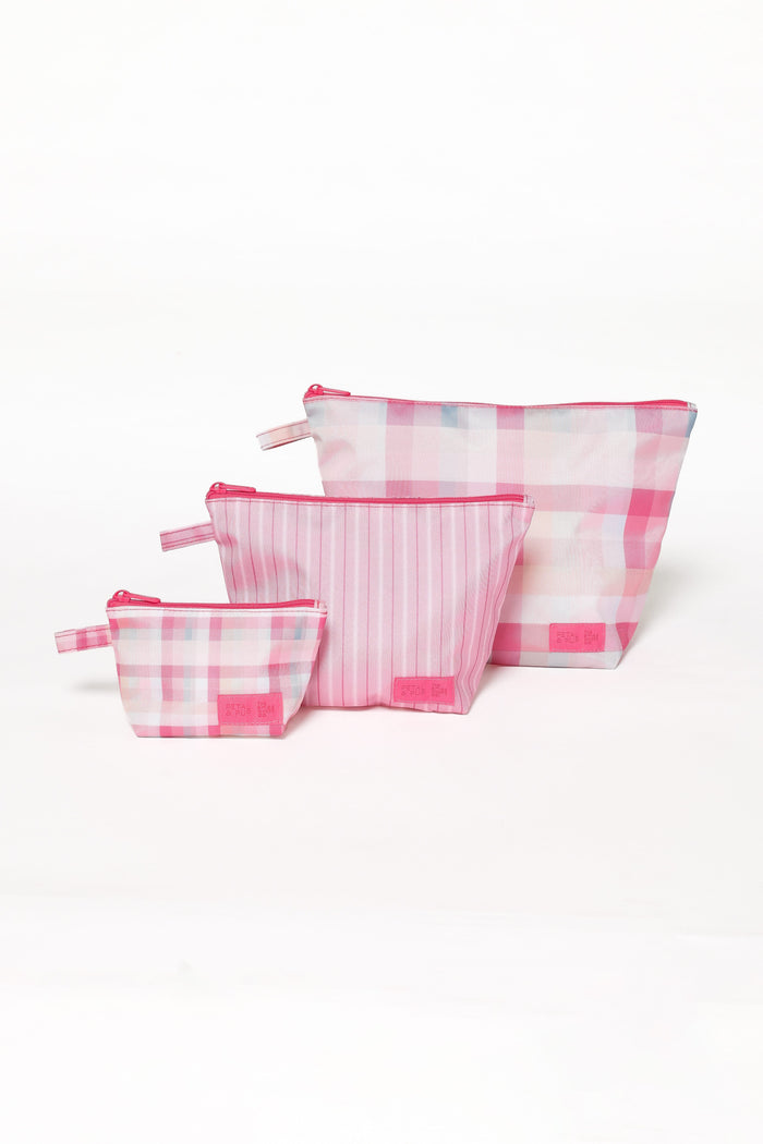 ACCESSORIES Handy Pouch Trio - Pink Picnic Plaid