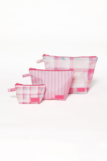 ACCESSORIES Handy Pouch Trio - Pink Picnic Plaid