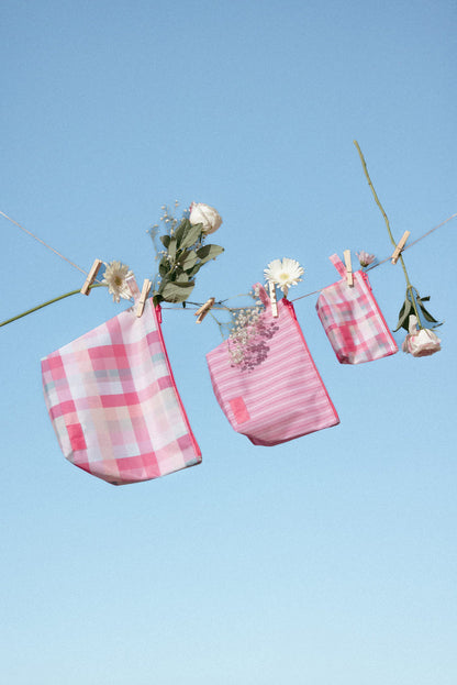 ACCESSORIES Handy Pouch Trio - Pink Picnic Plaid