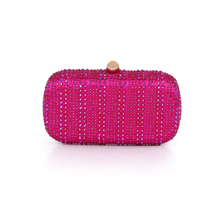 Hot Pink | Crystal Minaudiere, drenched in rows Front