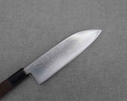 Hatsukokoro Aogami #2 Migaki Damascus 165mm Santoku