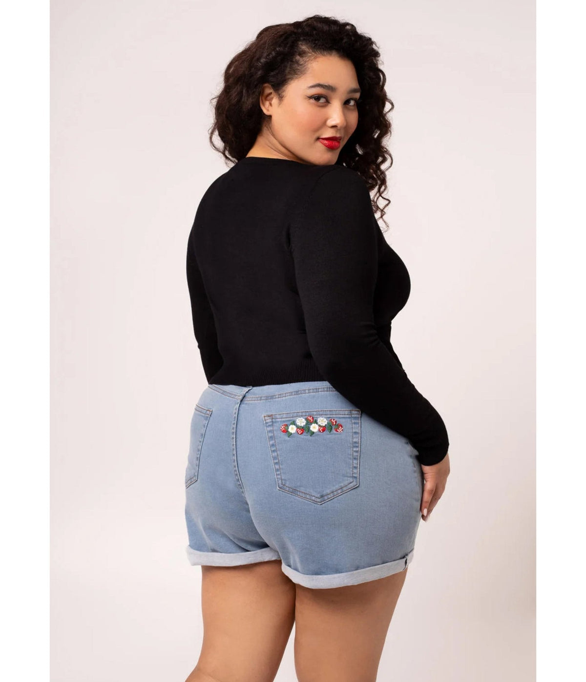 Hell Bunny Strawberry & Light Denim Shorts
