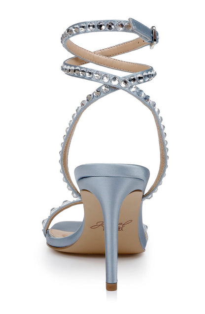 Powder Blue | Hosana Sexy Stiletto with Gemstone-Studded Wraparound Strap