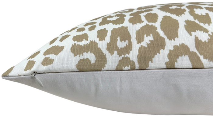 Iconic Leopard Pillow Cover in Linen Brown, Indoor/Outdoor Pillows, Schumacher Textiles