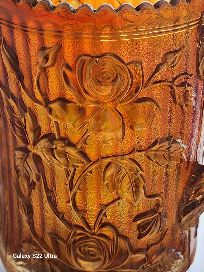 Imperial marigold carnival luster rose pitcher