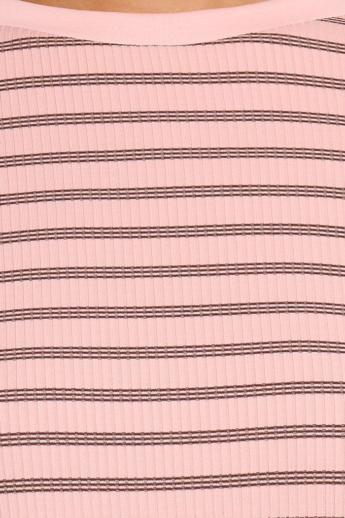 SETS Jazmine Knit Short Set - Pale Pink Stripe
