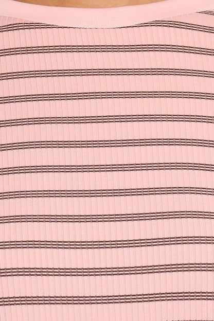 SETS Jazmine Knit Short Set - Pale Pink Stripe
