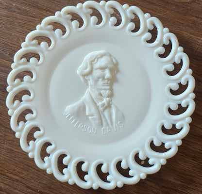 Jefferson Davis collection milk Glass plate