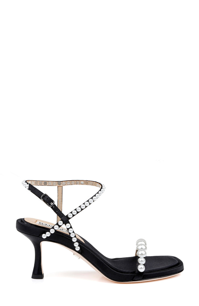 Black | Jolie Mid Heeled Sandals Side