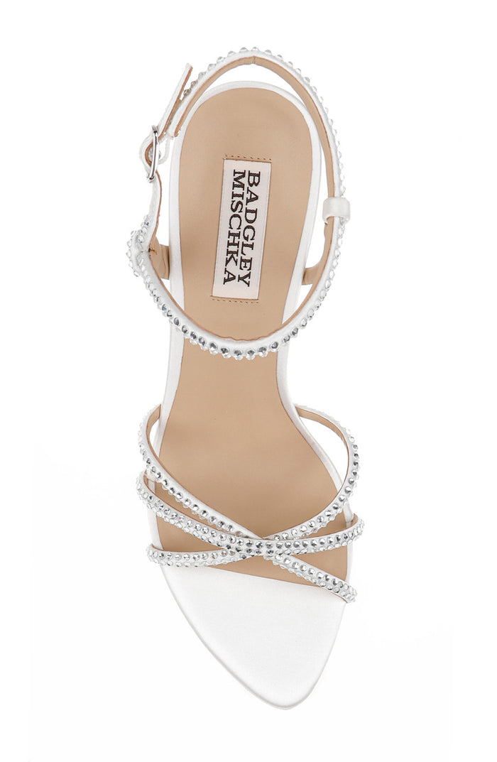 White | Julietta Satin Stiletto Sandals Top