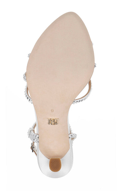 White | Julietta Satin Stiletto Sandals Sole