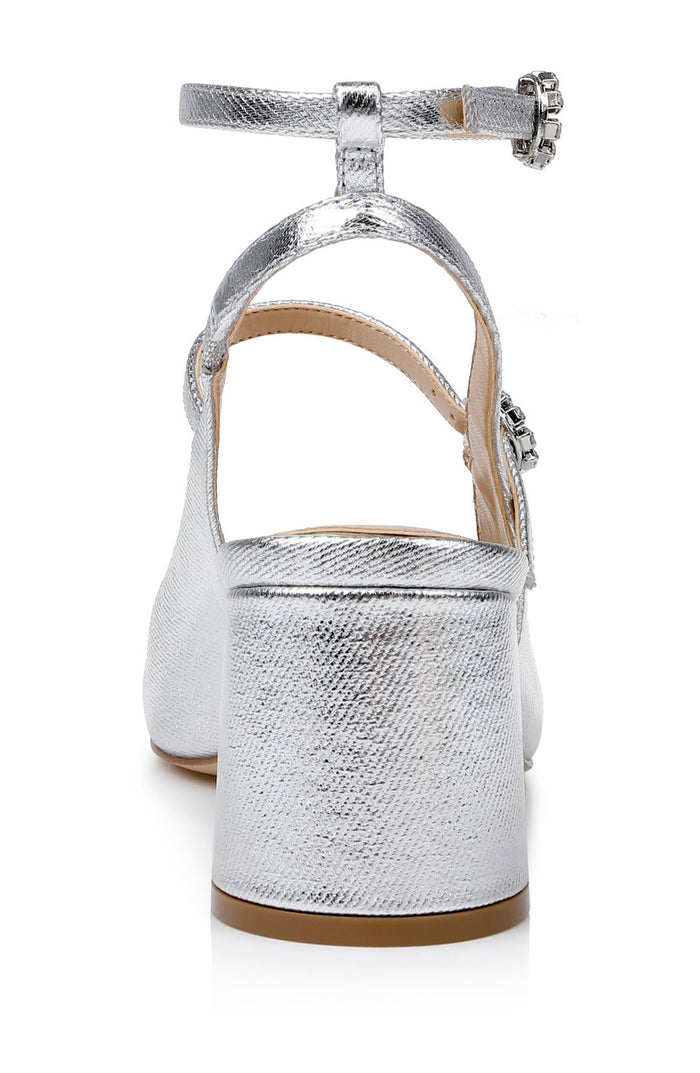 Silver | Keilani Block Round Heeled Mary Jane