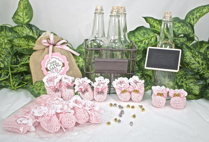 6 Pairs (12 pcs)-Knitted Baby Booties (Blue & Pink)