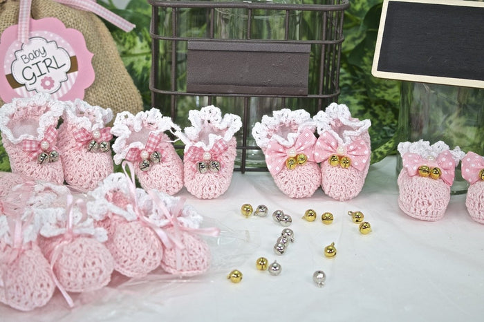 6 Pairs (12 pcs)-Knitted Baby Booties (Blue & Pink)