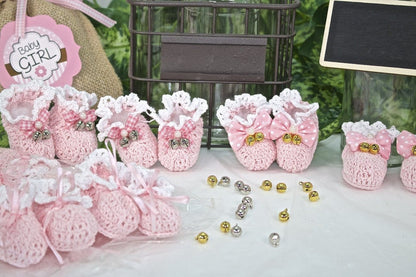 6 Pairs (12 pcs)-Knitted Baby Booties (Blue & Pink)
