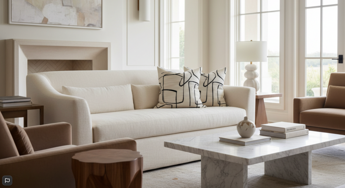 Kravet Abstract Pillow Cover in Ivory Onyx