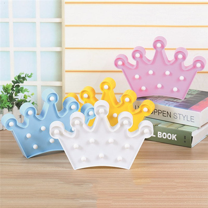 LED 5 Pt. Crown for Home Decor, Walls, Room, Desk & Backdrops (Blue,Yellow,White,Pink) Battery Operated